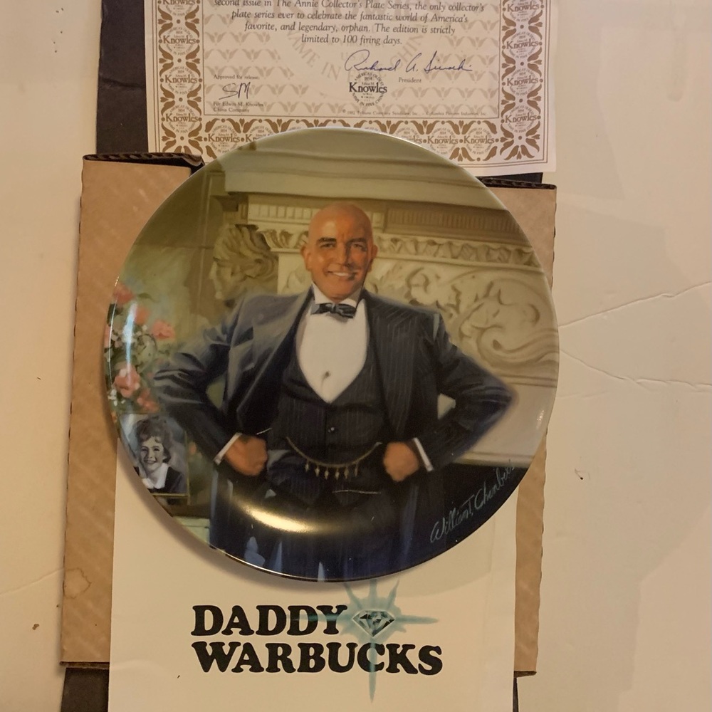 Knowles Fine China Collector Plate. Daddy Warbucks Annie series